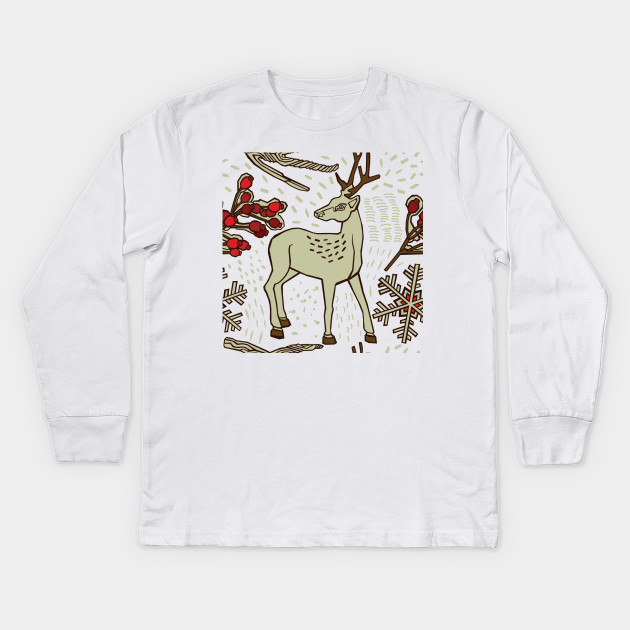 Deer In Christmas Winter Forest Pattern